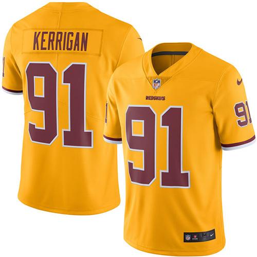 Nike Redskins #91 Ryan Kerrigan Gold Men's Stitched NFL Limited Rush Jersey - Click Image to Close